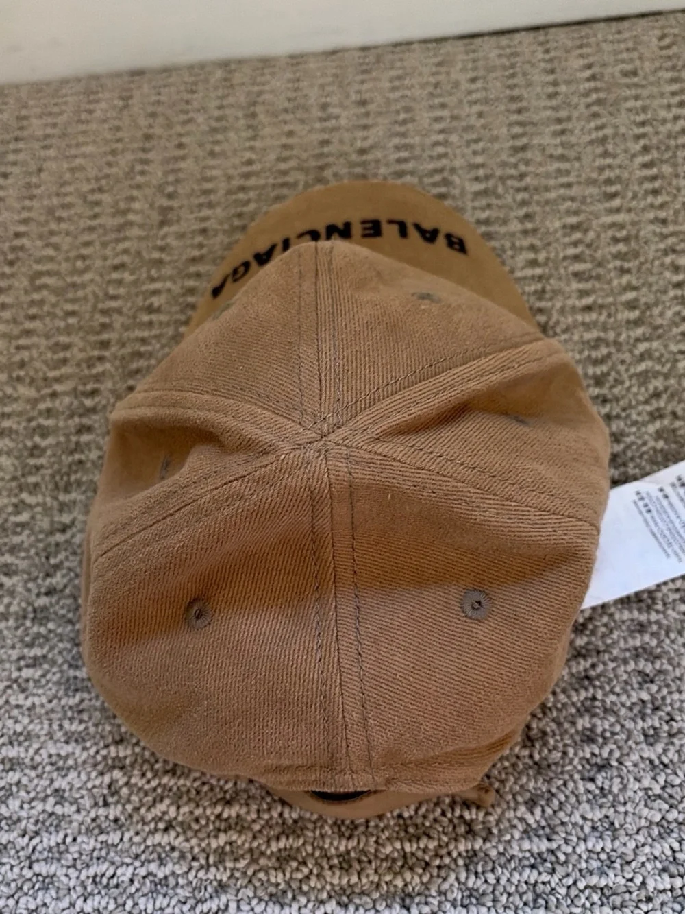 Balenciaga Tan Baseball Cap with Black Logo Embroidery - Picture 2 of 5